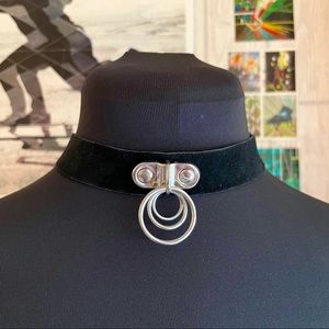 Black Suede Leather Choker Collar Goth Kawaii Street Style Punk Rock BDSM
